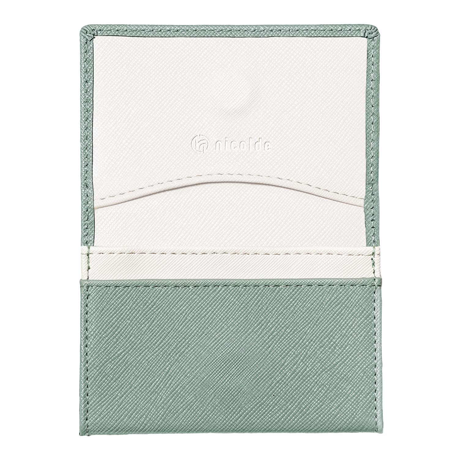 

[nicolde] Женский держатель для визиток, приглушенная кожа, вмещает 50 карт, удобный кейс для карт с магнитной застежкой (Фисташково-зеленый)
