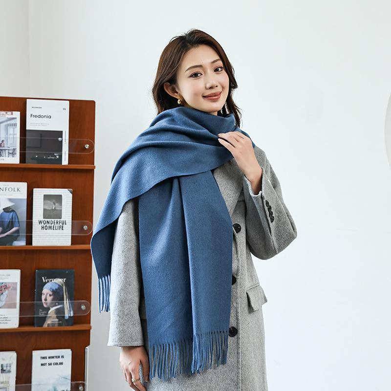 Wool autumn and winter warm scarf warm color scarf solid color simple and versatile gift fashion