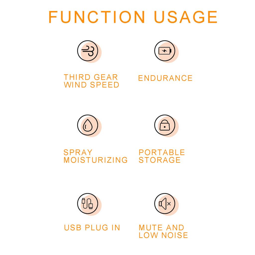 USB Rechargeable  Hanging Neck Handheld Spray Water Meter Portable Small Fan