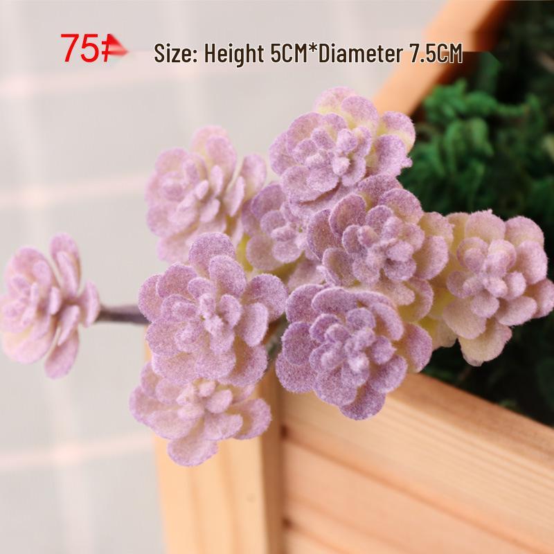 Realistic Flocked Succulents: Small Artificial Green Plant Wall Decor for Interiors