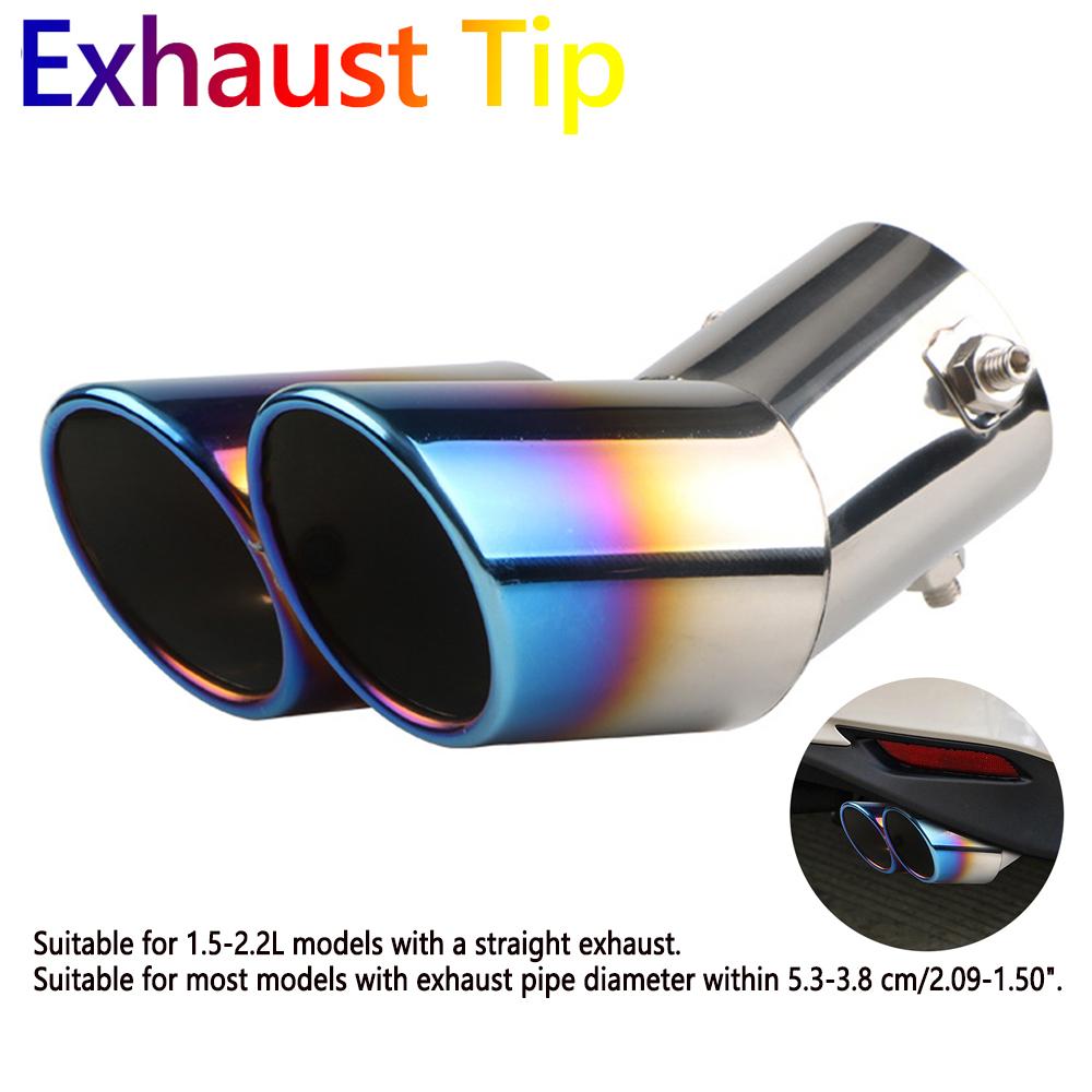 Dual Outlet Exhaust Pipe for Car Stainless Steel Slant Rolled Edge Car Exhaust Tip Universal Black Silver Auto Muffler Silencer