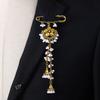 Bohemian Rhinestone Flower Tassel Brooch for Women - Exotic Style Suit Coat Pin