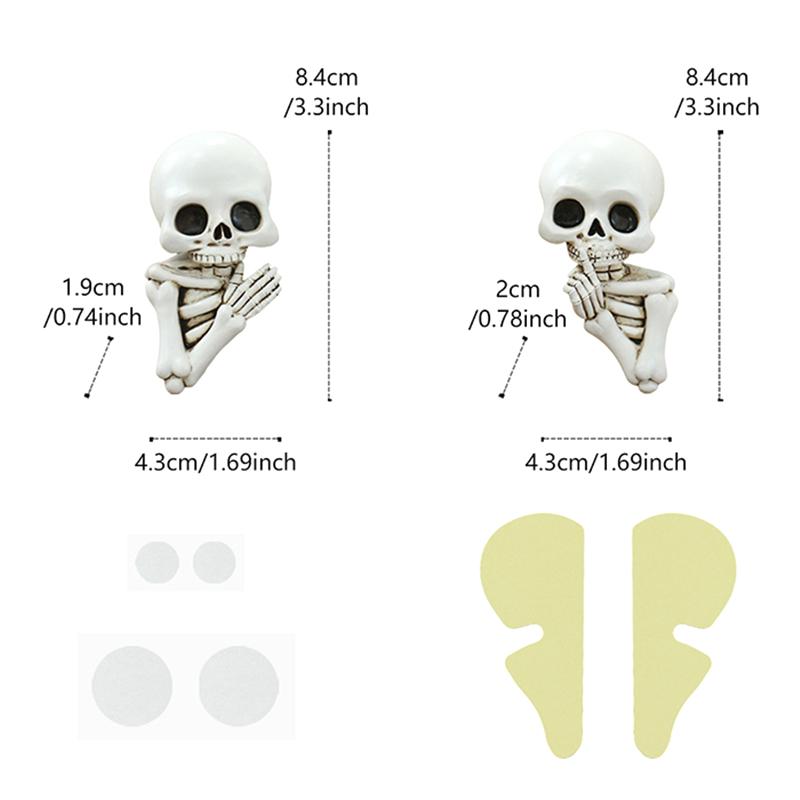 Sjov Stilhedsskelet Statue Halloween Vindueskigger Dørhjørne Dekoration, Gyser Harpiks Kraniestatuer Gotisk Vægskulptur