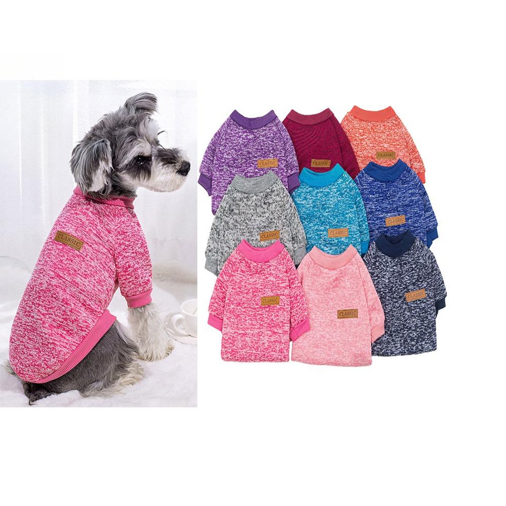 Cute Knitted Sweater for Dogs Warm Winter Jacket Cat Clothing Round Neck Pullover Pet Sweater for Small Medium Dogs Teddy