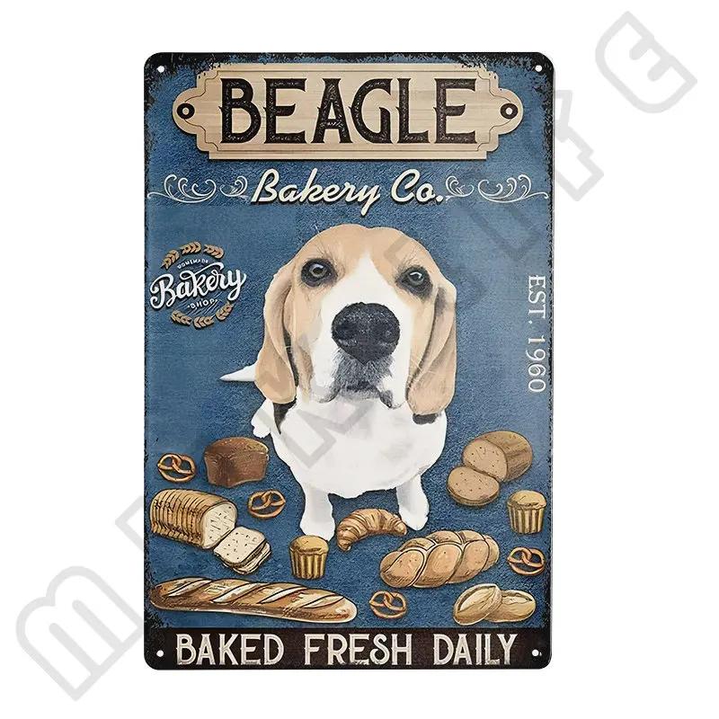 Beagle Hund Metallblechschild Platte Retro Kunst für Badezimmer Toilette Küche Sweet Home Shop Tierhandlung Bauernhaus Haus Zimmer Dekoration