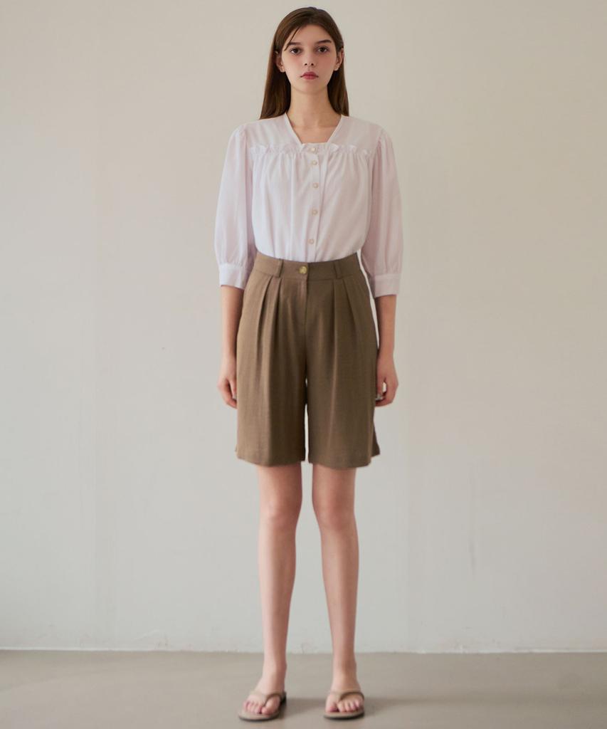 LUSIDA Pebe Linen Knee-Length Pants_3 Colors