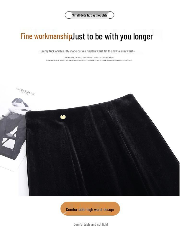 Eleganter High Waist Gold Samt Meerjungfrauenrock