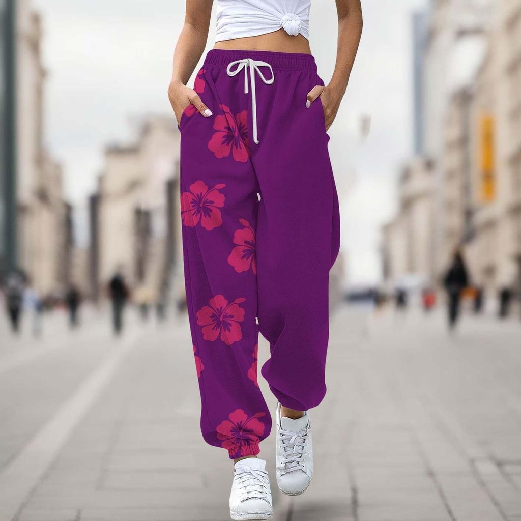 Women's Casual Fashion Print Casual Drawstring Elasticated Waist Drawstring Pants