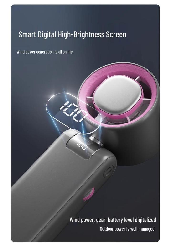 Turbo High-Speed Handheld Fan: Portable USB Rechargeable, 100-Speed Digital Display for Outdoor Cooling