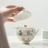 One Pot Two Cups Kung Fu Tea Set Portable Camping Travelling Tea Set Outdoor Ceramic Tea Cup Set White Porcelain Snap Cups
