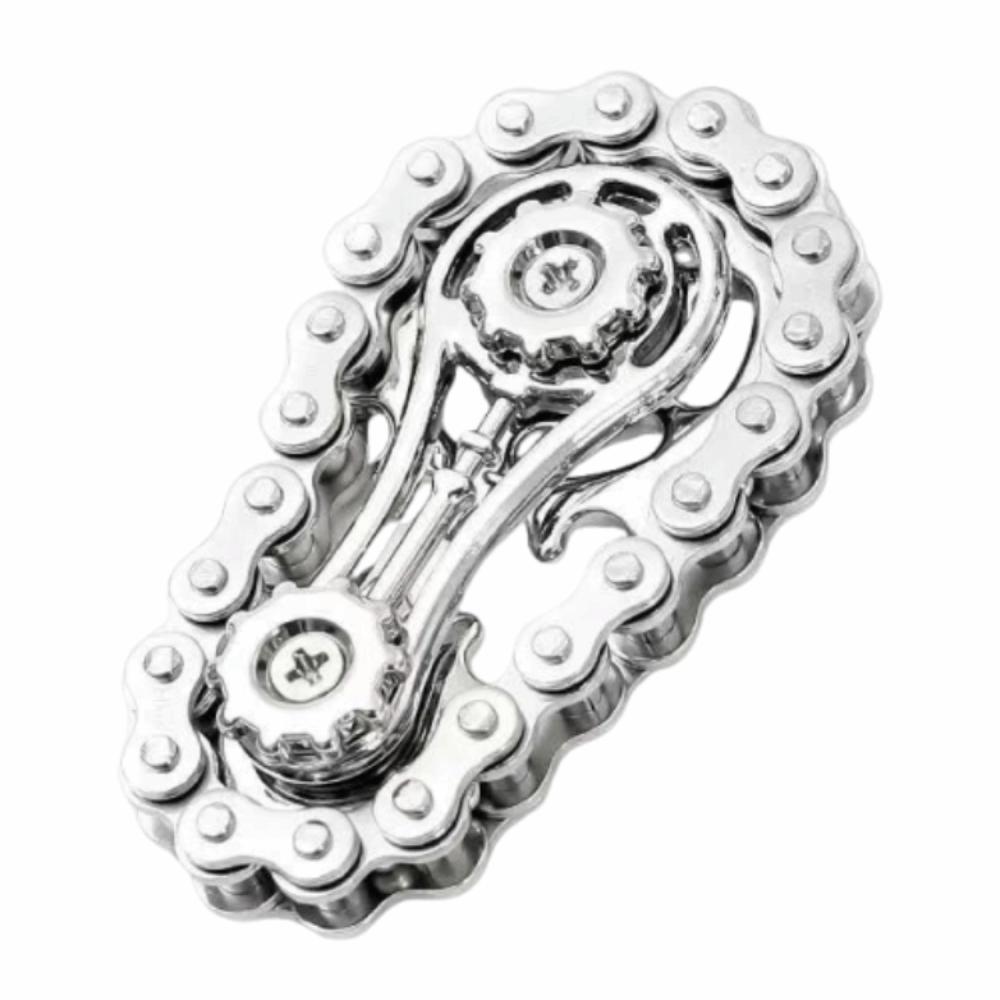 Metal Bike Chains Spinner Spinning Top Sprockets Fingertip Gyro  Office Desk Toy серебряный