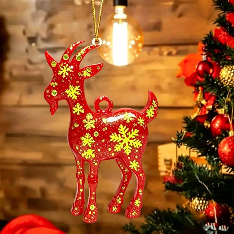Acrylic Chinese Zodiac Goat Hanging Ornament Auspicious Red Gold Design For Spring Festival New Year Home Decoration