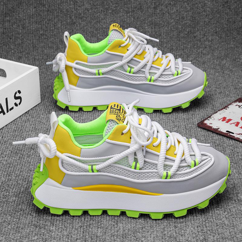 

Массивные кроссовки Мужские беговые кроссовки Мода Новые на шнуровке Мужская повседневная обувь Уличная обувь с увеличением роста Дизайнерская сетчатая мужская обувь 39