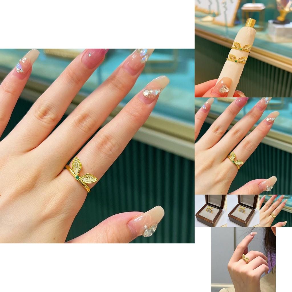 Trendy Rabbit Ear Ring Minimalist Design Beautiful Golden Finger Ring For Young Women