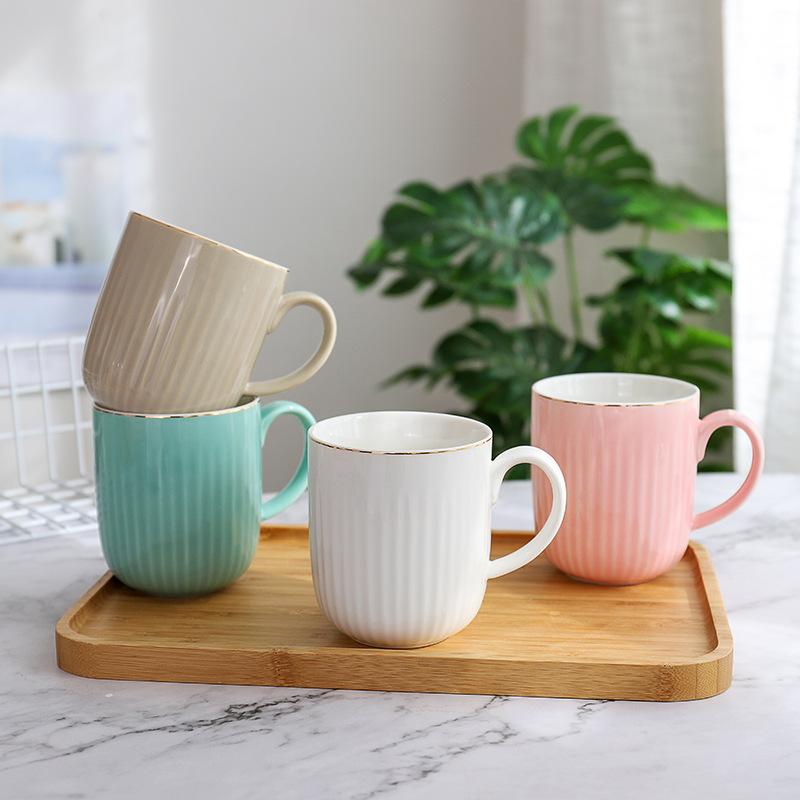 400ml Gold Stripe Mug Cute Mugs Coffee Cups Personalized Gift Cup for Tea Original and Funny Cups To Give Away Drinkware Travel
