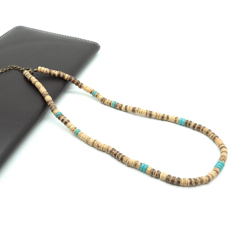 Noter Męski Naturalny Koraliki Kokosowe Drewniany Naszyjnik 19 Calowy Krótki Choker Naszyjnik Ręcznie Robiony Naszyjnik Prezenty Dla Niego Codzienna Biżuteria