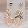 Exaggerate Long Drop Earrings for Women Metal Leaf Dangle Earrings Vintage Trendy Statement Zircon Golden Copper Color Gift