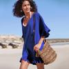 Caftan de plajă bikini cu decolteu în V din bumbac bambus european-american - Haine de plajă de vacanță cu protecție solară