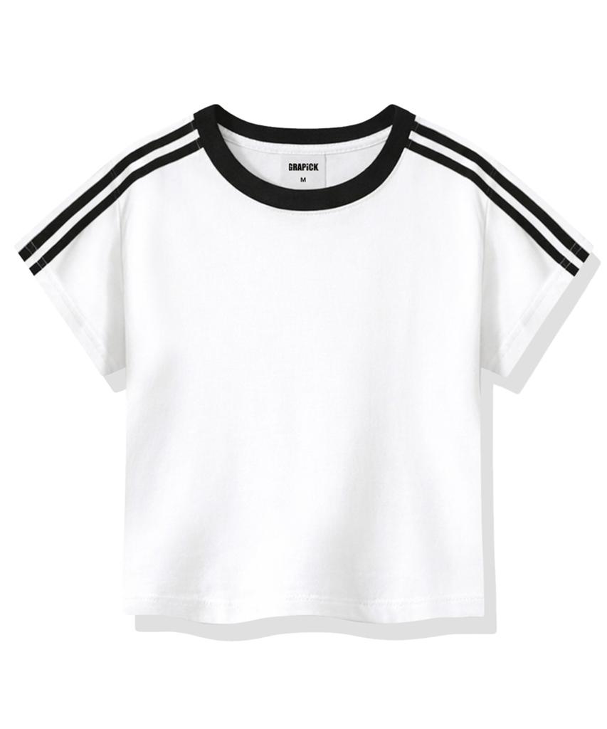 Geulapig Scent Semi-Crop Track Short Sleeve T-Shirt 6 Colors [Grse_6001]