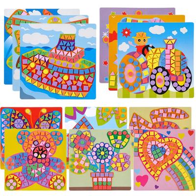 6pcs/set Mosaics Paintings 3D EVA Sticker Airplane Car Spaceship Cat Dog Animal Cartoon Drawing DIY Foam Puzzles Home Decor TMZ