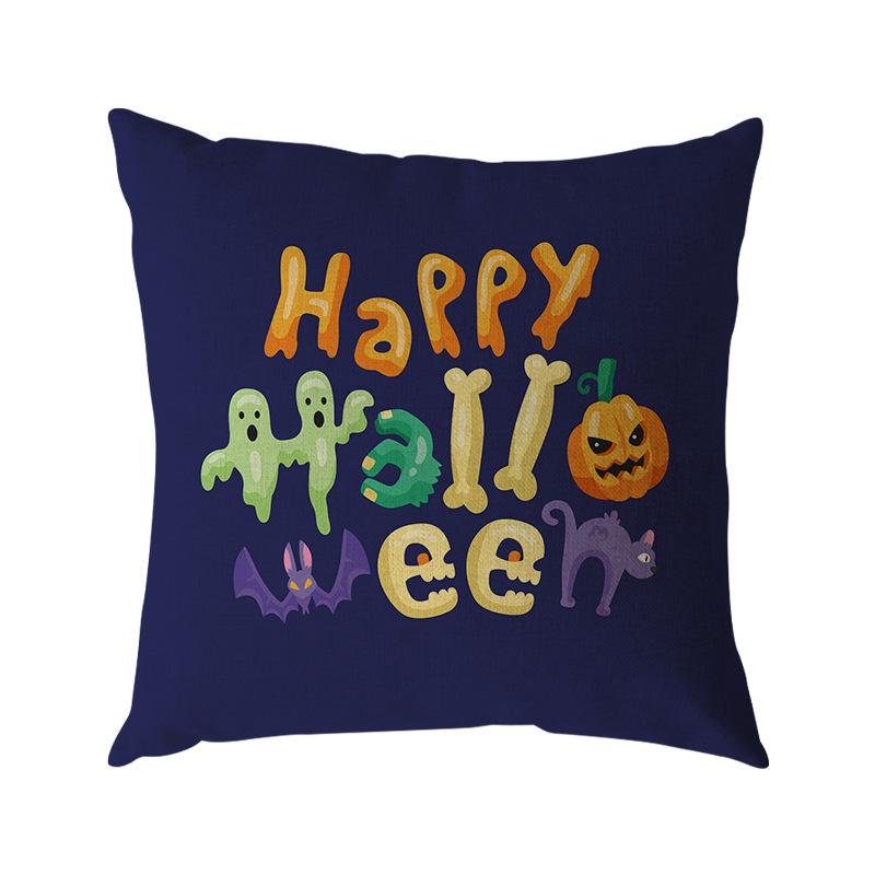Funda de Almohada de Lino de Halloween Impresión Digital Decoración Festival de Halloween Almohada para Sofá