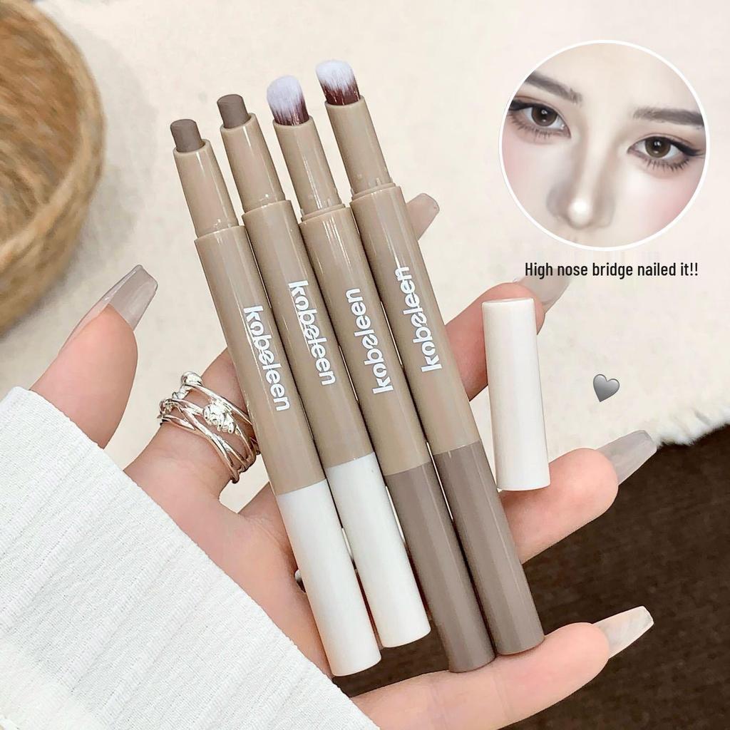 Kobeleen Double-Ended Contour Brush & Nose Shadow Stick - Gray-Brown All-in-One Pen.