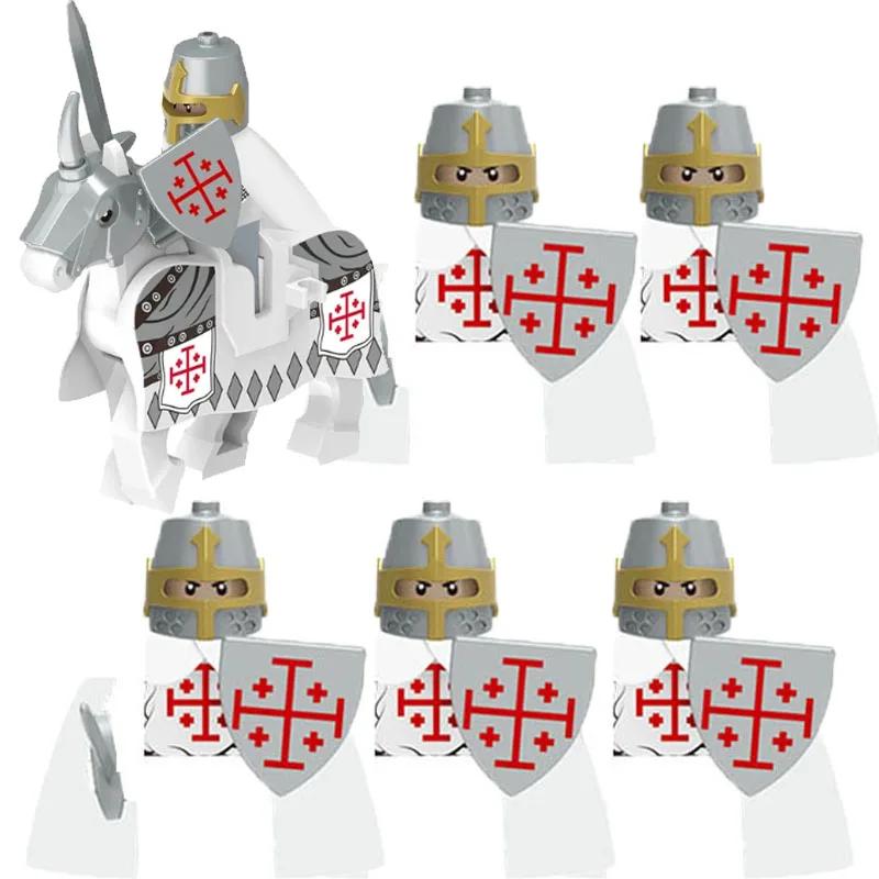 MOC Medieval Lion King Castle Knight Building Blocks Figure Accessories War Horse Cavalry Warrior Crusaders Toy Gift Bricks N029