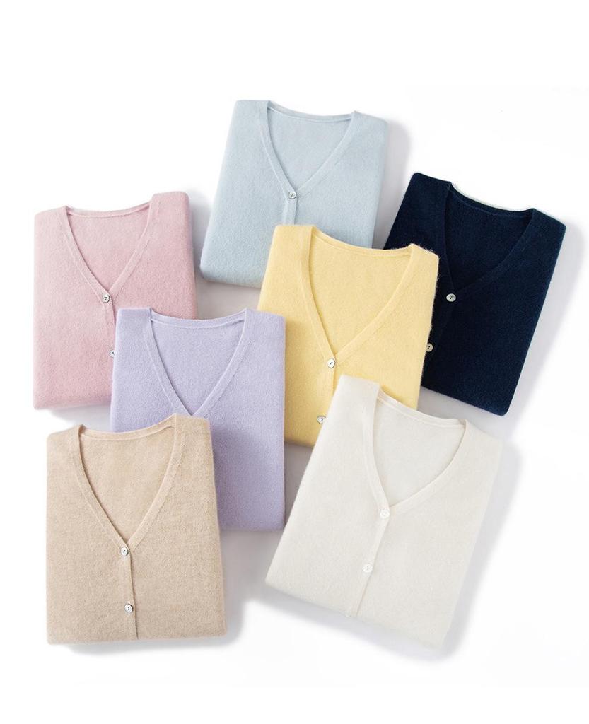 Cashmere V-Neck Cardigan Coat: Loose-Fit, Long Sleeve, Single-Breasted