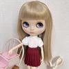 rakulifey Blythe doll outfit, 2-piece set (white + khaki), includes top and skirt, suitable for Neo Blythe dolls and Obitsu 24 dolls.