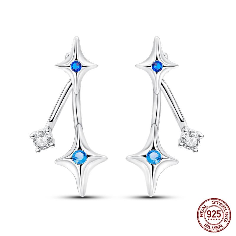Boucles d'oreilles en argent sterling 925 pour femmes, pendentifs colorés en forme d'étoile, de papillon et d'œil du diable, bijoux de fête élégants
