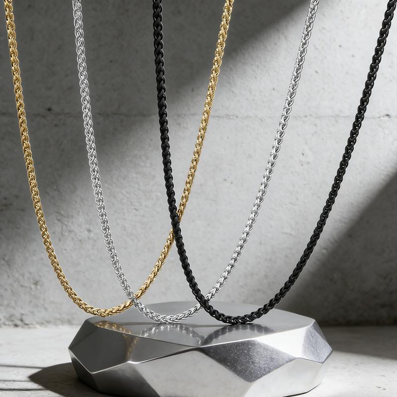 2.5/3mm Wide Stainless Steel Keel Chain Necklace for Women Men Trendy Shiny Gold Color Jewelry Delicate Collar Chain Accessories