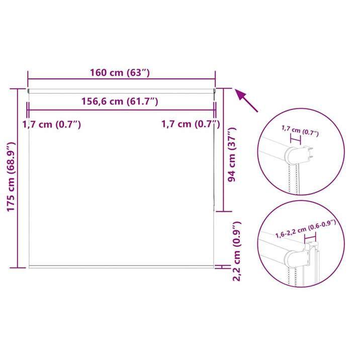 VidaXL Store enrouleur occultant largeur du tissu 156,6 cm polyester, store de jour et de nuit, store de cuisine, store 4011946