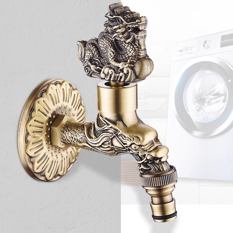 Bidcock Faucet Antique Bronze Dragon Carved Tap Bathroom Mop Faucet Washing Machine Faucet Outdoor Faucet For Garden 811573