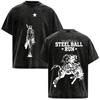 Anime JoJo Bizarre Adventure STEEL BALL RUN Johnny Joestar Magliette Vintage Lavate Uomo Donna Manica Corta Oversize Magliette