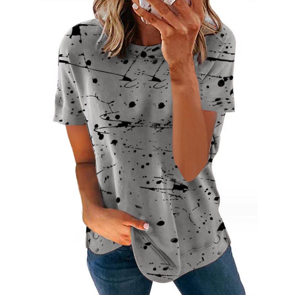 HNXC Women's Fashion Casual Summer Short Sleeve O-Neck Blouses & Shirts