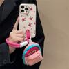 Modische Silikon-Handyhülle für IPhone 15 14 13 12 11 Pro Max Plus 14Pro 15Pro IPones Rose Blume mit Umhängeband Halsband Abdeckung