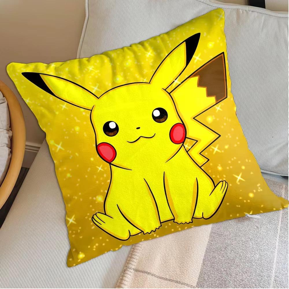 Kawaii Cartoon P-Pokemon Double Sided Pillow Cover, Square Decorative Cushion Case for Living Room Sofa Bedroom Home Decor Gift