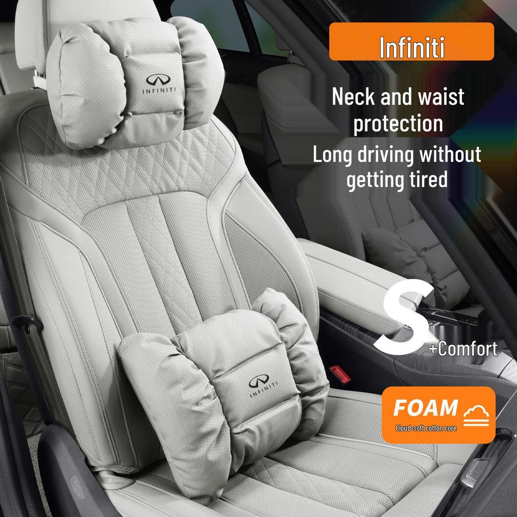 Infiniti QX Series White Headrest & Lumbar Support Neck Pillow