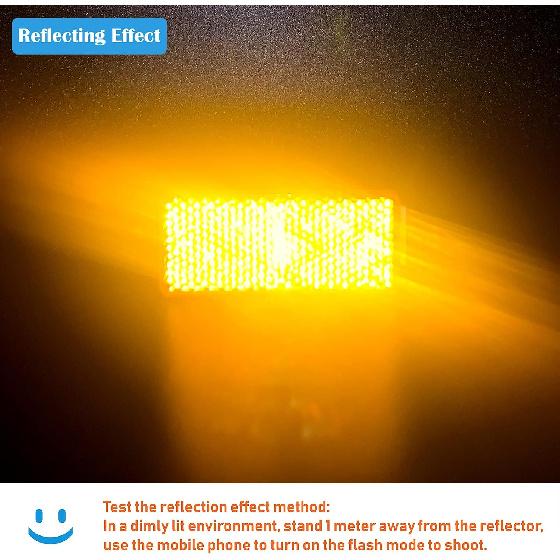 E-Mark DOT 4A CCC 2pcs Rectangle Reflector Self Adhesive Stick on Trailer Driveway Mailbox (Amber)
