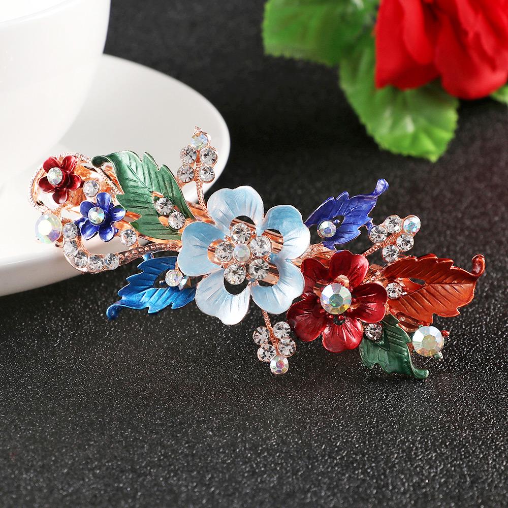 Fashion Flower Barrettes Resin Foral Hair Clip Barrette Crystal Hairpin Headwear For Woman Girls Hair Styling Accessories