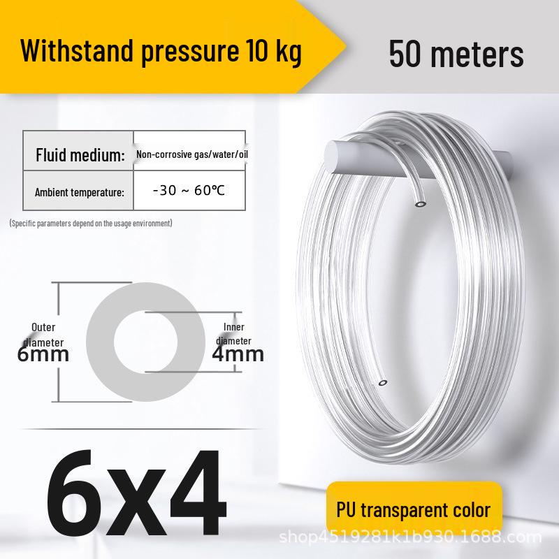 Zhuo Ji 8mm High-Pressure Transparent PU Air Hose for Air Compressors (Sizes: 4/6/10/12/14/16)