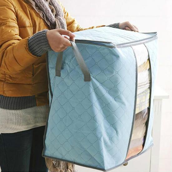 Quilt Storage Bag Zipper Closure Dirt-proof Non Woven Fabric Tear Resistant Blanket Storage Bag for Sweaters