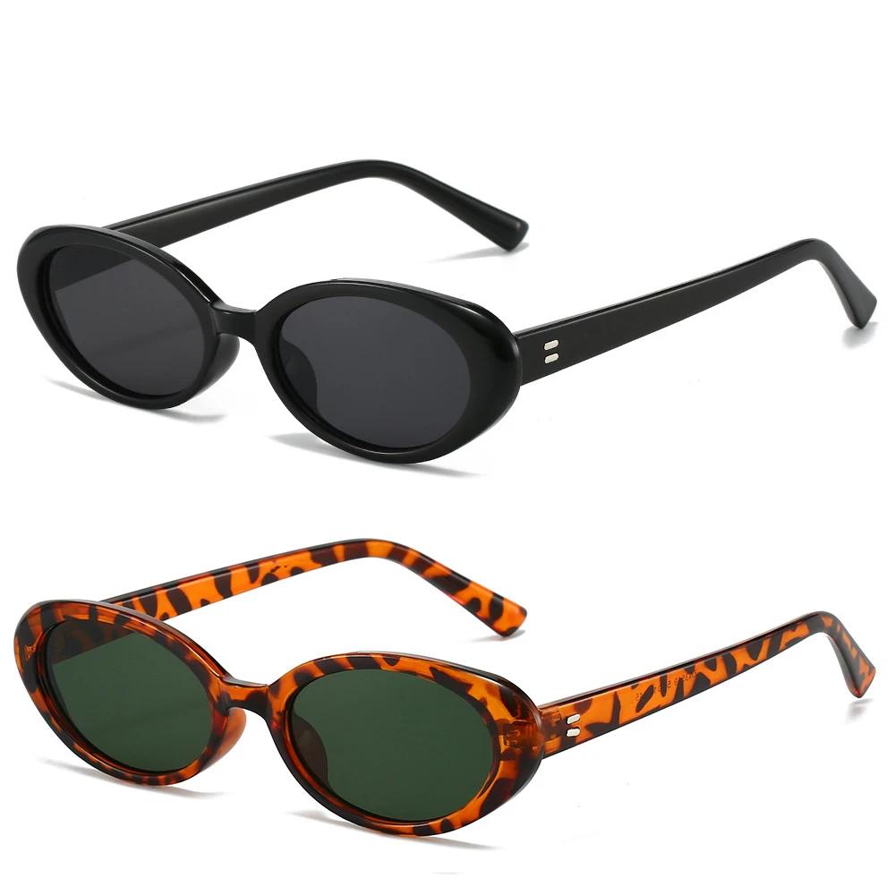 Retro Oval Sunglasses for Women Men Fashion Small Oval Sunglasses 90s Vintage Shades 2 Pieces a Lot