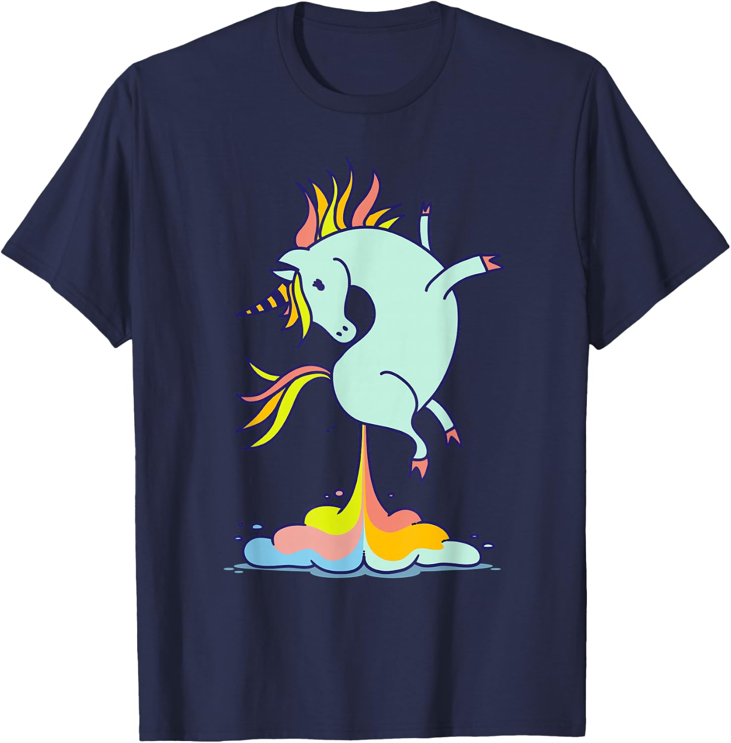 Happy Unicorn Poop Funny Magical Rainbow Gift T-Shirt Unisex T-Shirt L