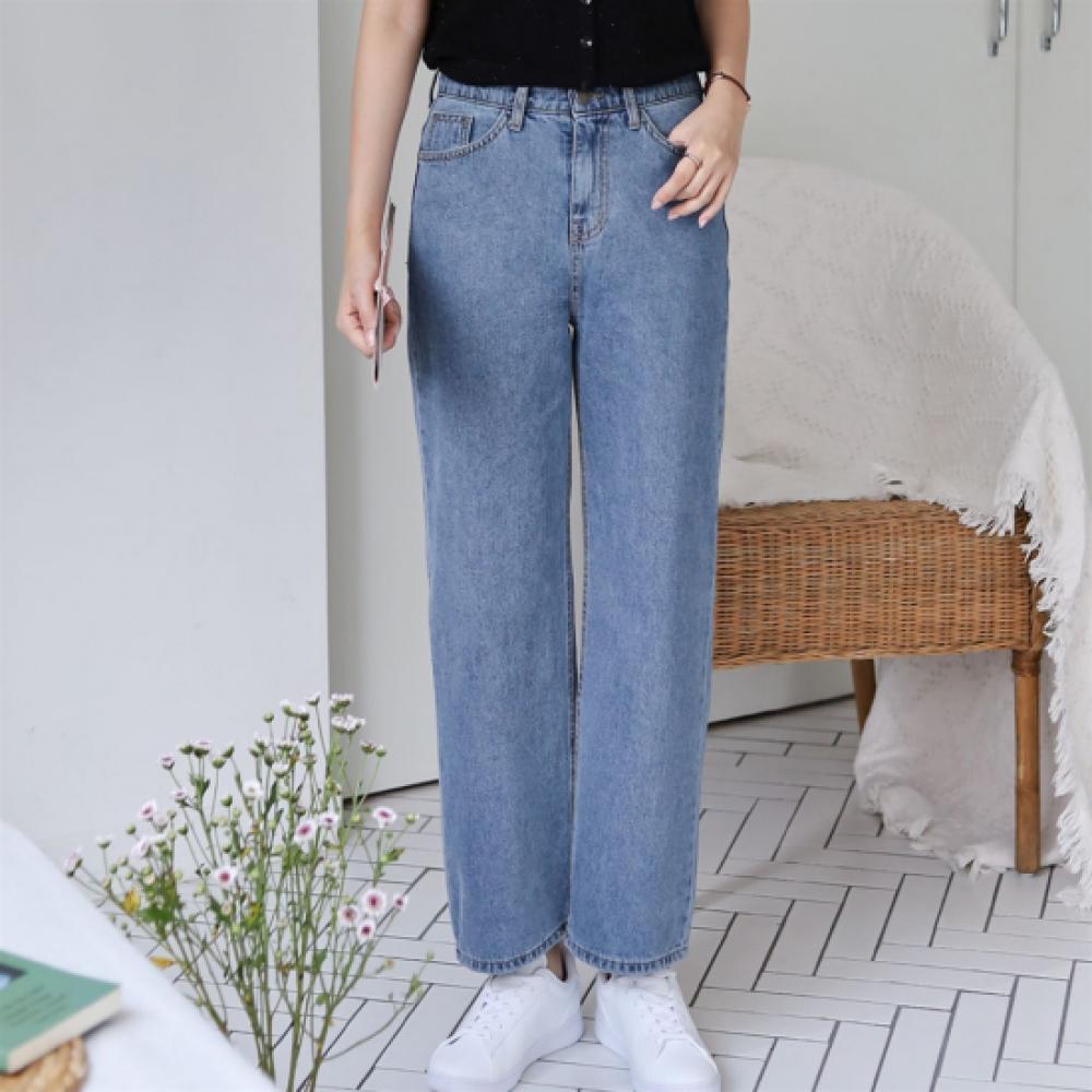 New Arrivals Open Run Women Big Size Hidden Banding Straight Fit Cotton Jeans