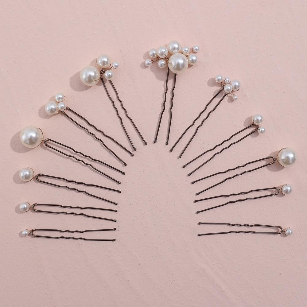 12pcs Simple Faux Pearl Handmade Hairpins | Fashionable Versatile Prom Accessories, Alloy and Resin Material