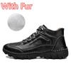Big Size Cowhide Split Autumn Winter Warm Men Boots With Fur Vintage Motorcycle Boots Male Snow Ankle Boots Fashion Hiking Shoes