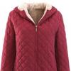 Women Hooded Jacket Cotton Quilted Coat Casual Loose Fit Long Sleeves Zipper Pocket Warm Solid Color Outwear for Ladies Autumn Winter