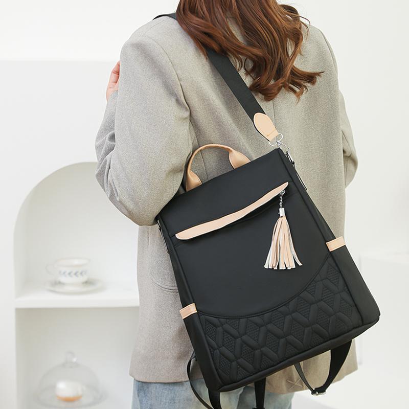 Mochila con Borlas para Mujer Mochila Patchwork de Nailon