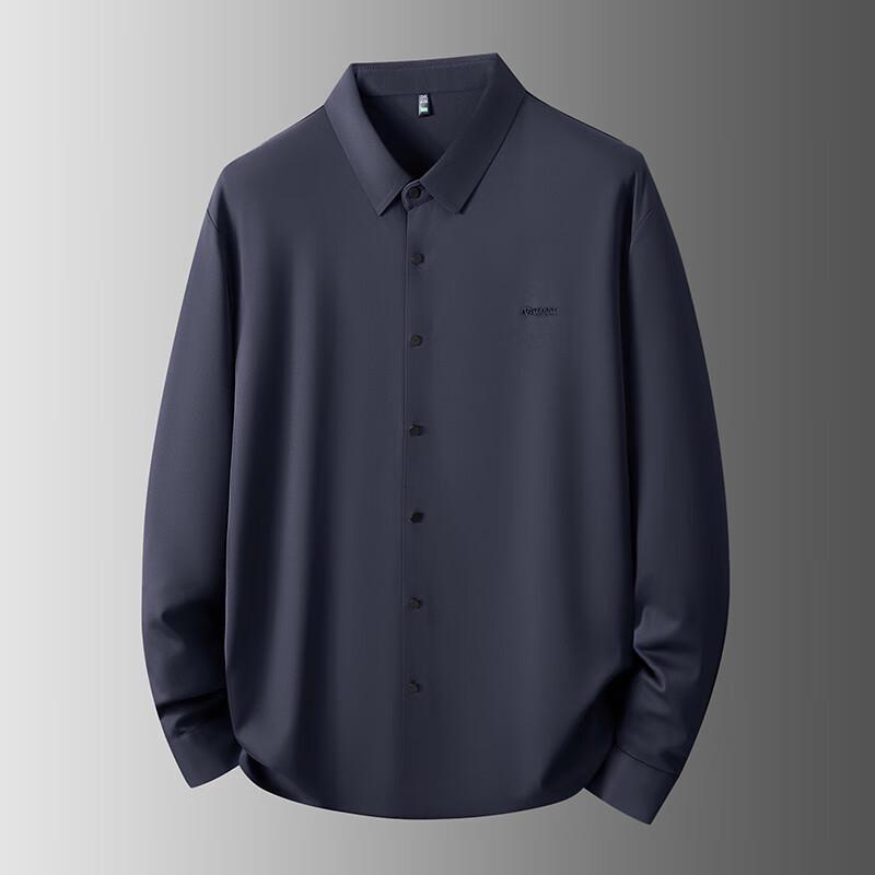 DIBINZE Men s Plus Size Non-Iron Stretch Long Sleeve Shirt 3XL